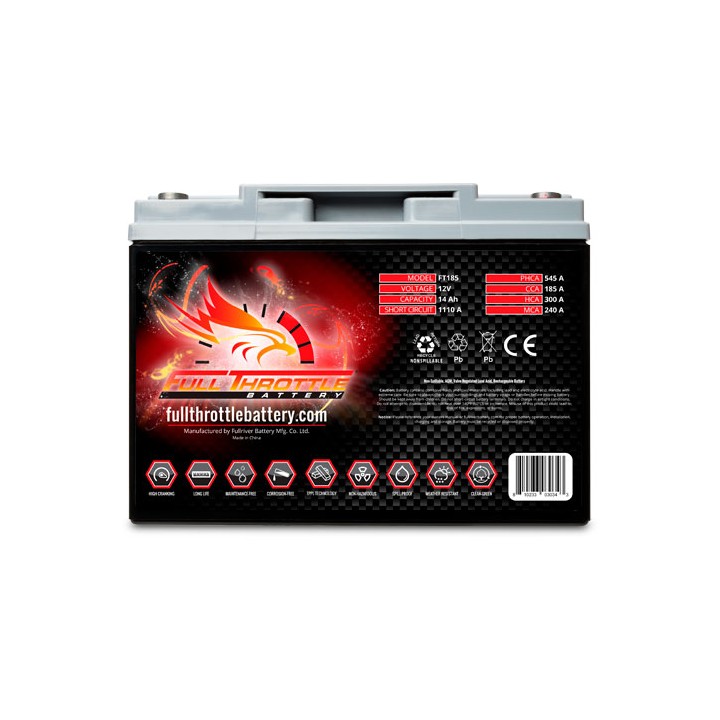 Batteria nautica 14Ah 12V 185A Fullriver FT185 | telebaterias.com
