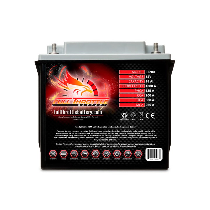 Batteria nautica 14Ah 12V 200A Fullriver FT200 | telebaterias.com