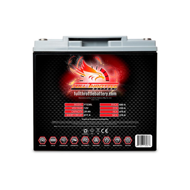 Batteria nautica 20Ah 12V 230A Fullriver FT230L | telebaterias.com