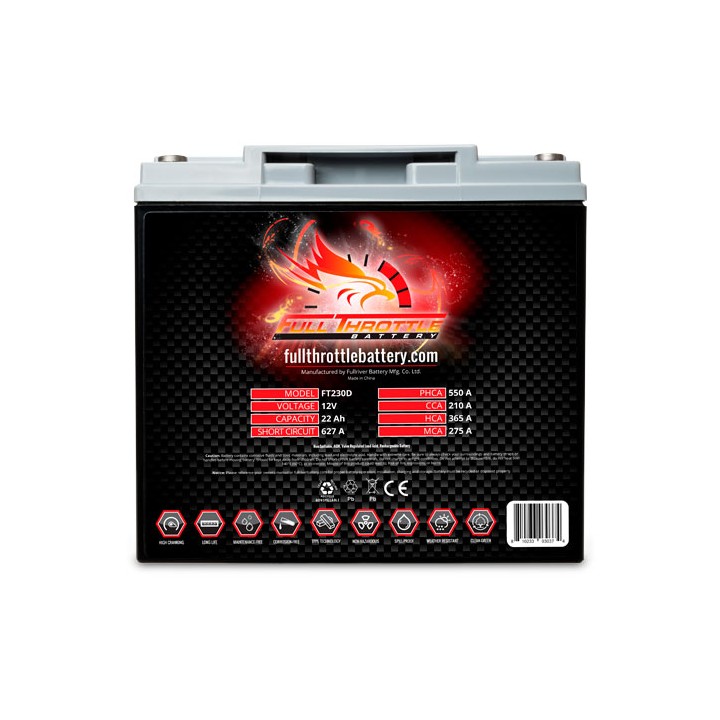 Batterie marine 22Ah 12V 180A Fullriver FT230D | telebaterias.com