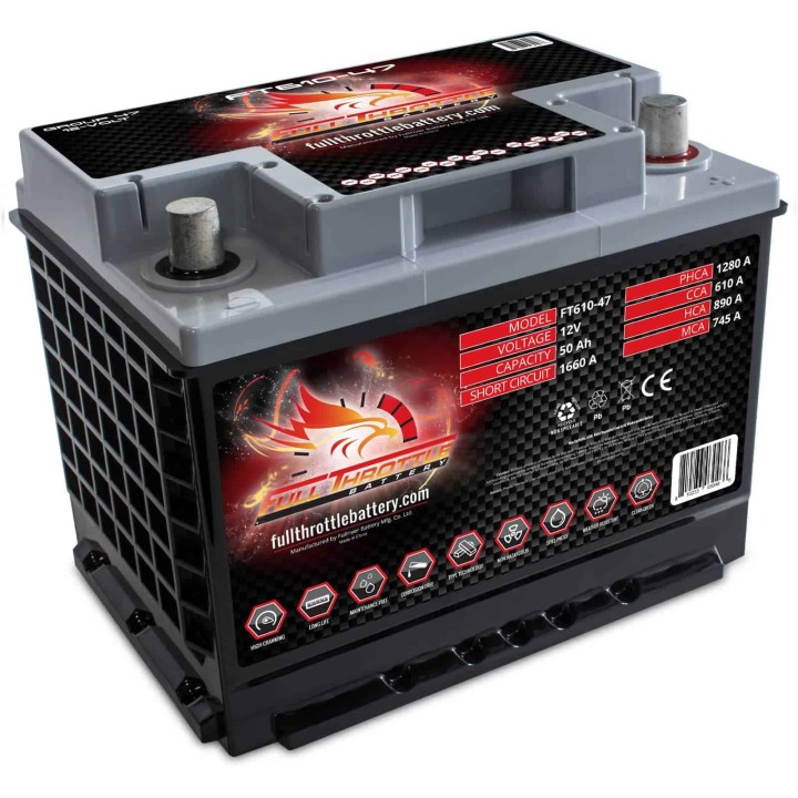 Batteria nautica 50Ah 12V 610A Fullriver FT610-47 | telebaterias.com