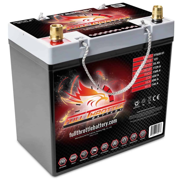 Batería de barco 55Ah 12V 620A Fullriver FT620-51 | telebaterias.com