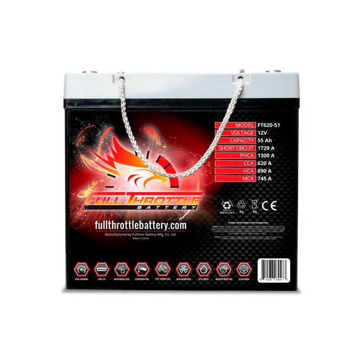 Batteria nautica 55Ah 12V 620A Fullriver FT620-51 | telebaterias.com