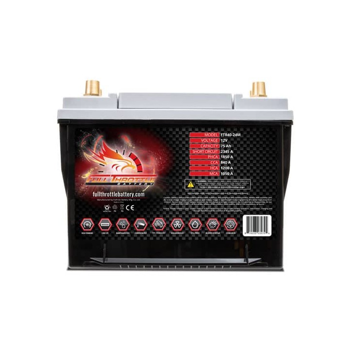 Batteria nautica 75Ah 12V 840A Fullriver FT840-24M | telebaterias.com