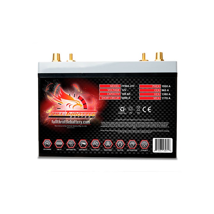 Marine battery 100Ah 12V 965A Fullriver FT965-27F | telebaterias.com