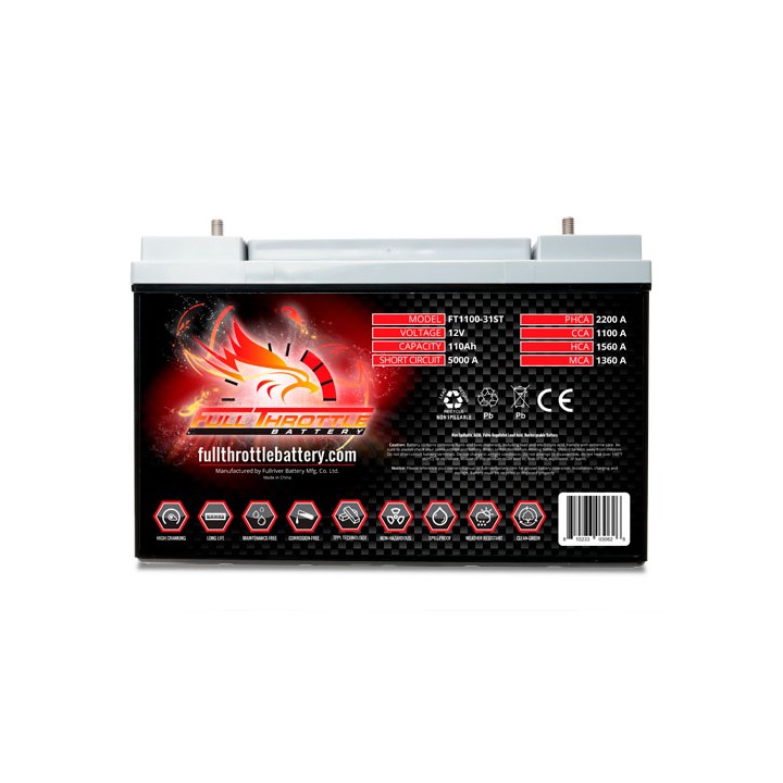 Bootsbatterie 110Ah 12V 1100A Fullriver FT1100-31ST | telebaterias.com