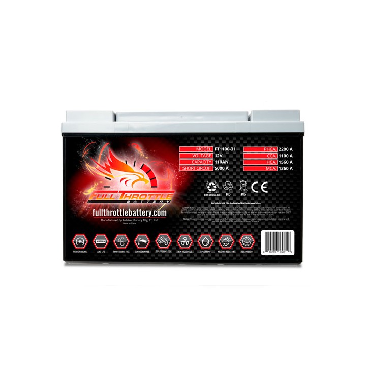 Bootsbatterie 110Ah 12V 1100A Fullriver FT1100-31 | telebaterias.com