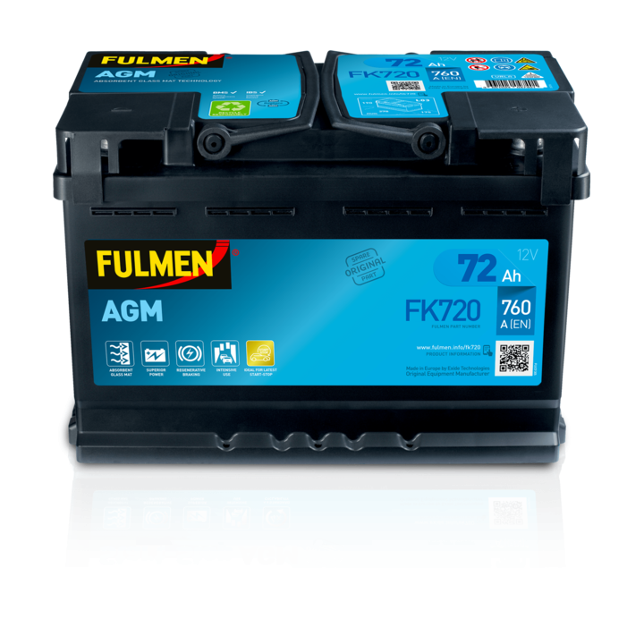 Batería Start-Stop 72Ah 12V 760A Fulmen FK720 | telebaterias.com