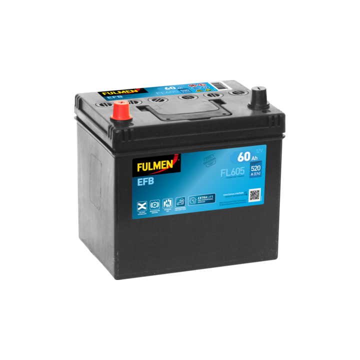 Batterie Start-Stop 60Ah 12V 520A Fulmen FL605 | telebaterias.com