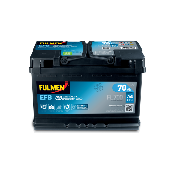 Batería Start-Stop 70Ah 12V 760A Fulmen FL700 | telebaterias.com