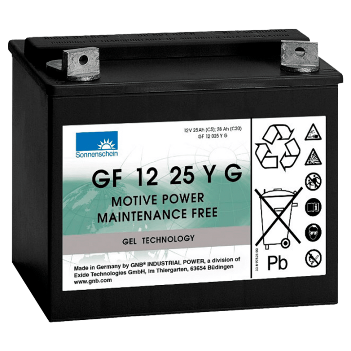 Rollstuhlbatterie 28Ah 12V Sonnenschein GF12025YG | telebaterias.com