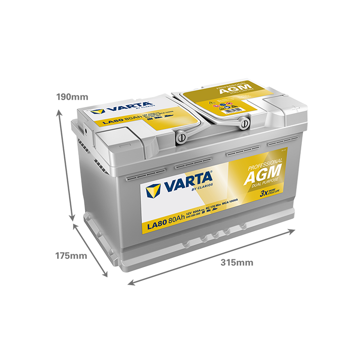 Batteria nautica 80Ah 12V 800A Varta LA80 | telebaterias.com