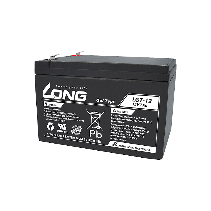 Rollstuhlbatterie 7Ah 12V Long LG7-12 | telebaterias.com