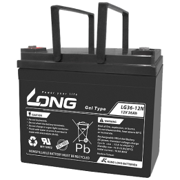Batteria per carrozzina 36Ah 12V Long LG36-12N | telebaterias.com