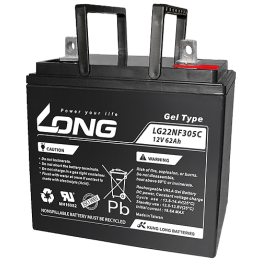 Wheelchair battery 62Ah 12V Long LG22NF305CN | telebaterias.com