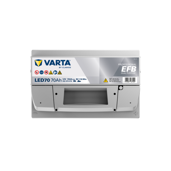 Batería de barco 70Ah 12V 760A Varta LED70 | telebaterias.com