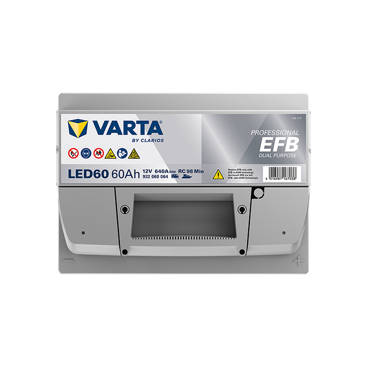 Batería de barco 60Ah 12V 640A Varta LED60 | telebaterias.com