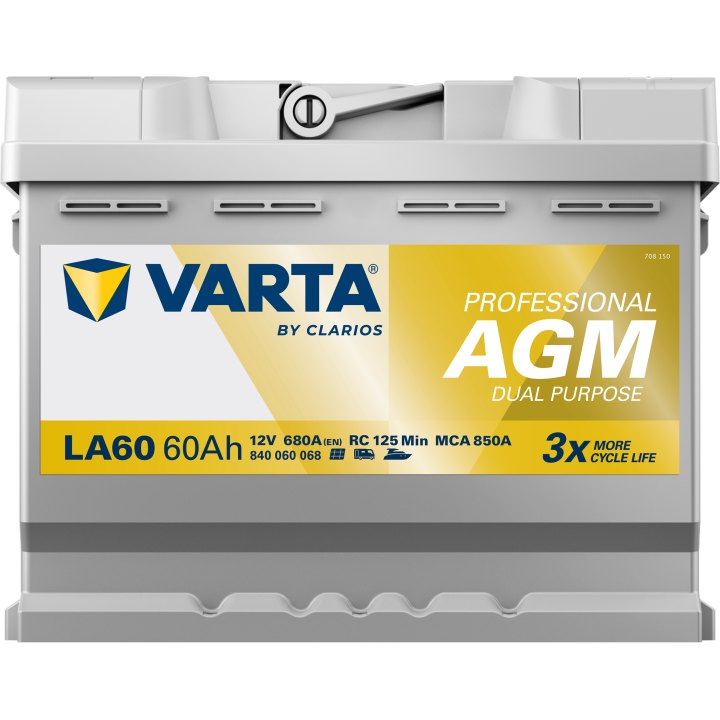Marine battery 60Ah 12V 680A Varta LA60 | telebaterias.com