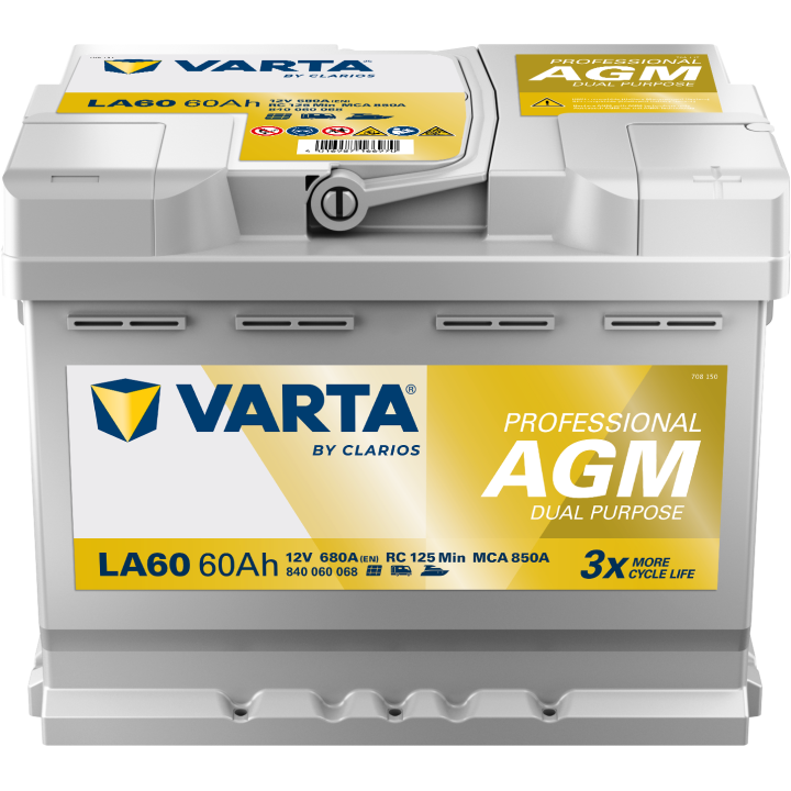 Marine battery 60Ah 12V 680A Varta LA60 | telebaterias.com