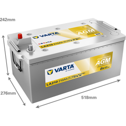 Bootsbatterie 210Ah 12V 1200A Varta LA210 | telebaterias.com