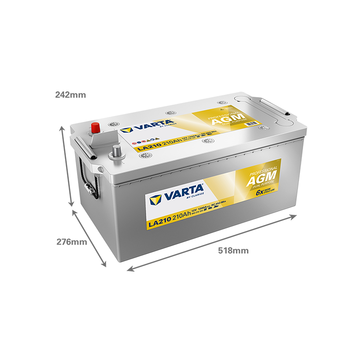 Batteria nautica 210Ah 12V 1200A Varta LA210 | telebaterias.com