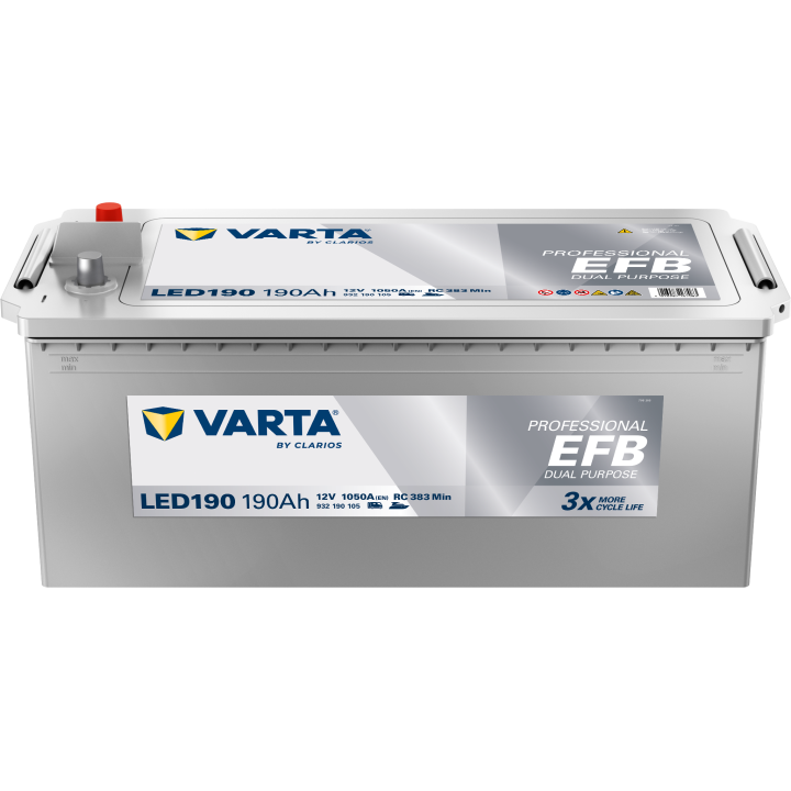 Bootsbatterie 190Ah 12V 1050A Varta LED190 | telebaterias.com