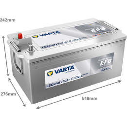 Batterie marine 240Ah 12V 1200A Varta LED240 | telebaterias.com