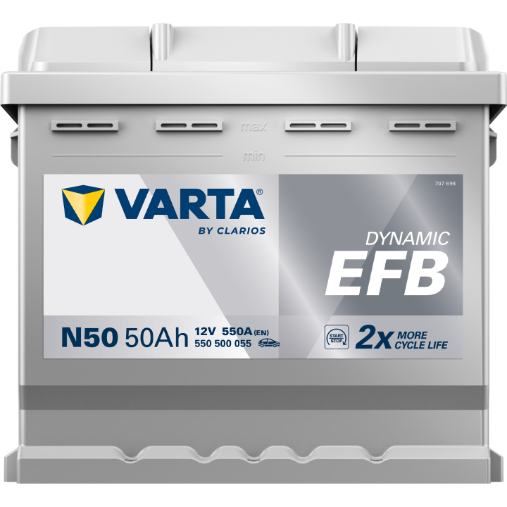 Batería Start-Stop 50Ah 12V 550A Varta N50 | telebaterias.com