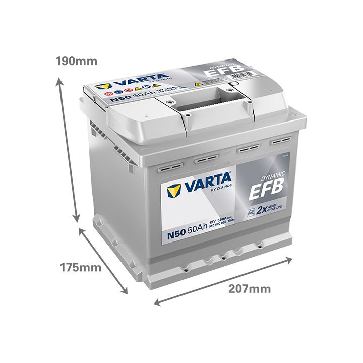 Batería Start-Stop 50Ah 12V 550A Varta N50 | telebaterias.com
