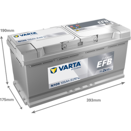Start-Stop-Batterie 105Ah 12V 950A Varta N105 | telebaterias.com