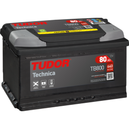 Car battery 80Ah 12V 640A Tudor TB800 | telebaterias.com