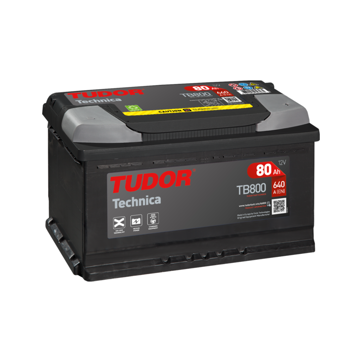 Car battery 80Ah 12V 640A Tudor TB800 | telebaterias.com