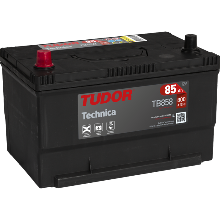 Batterie de voiture 85Ah 12V 800A Tudor TB858 | telebaterias.com
