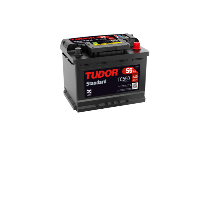 Car battery 55Ah 12V 460A Tudor TC550 | telebaterias.com