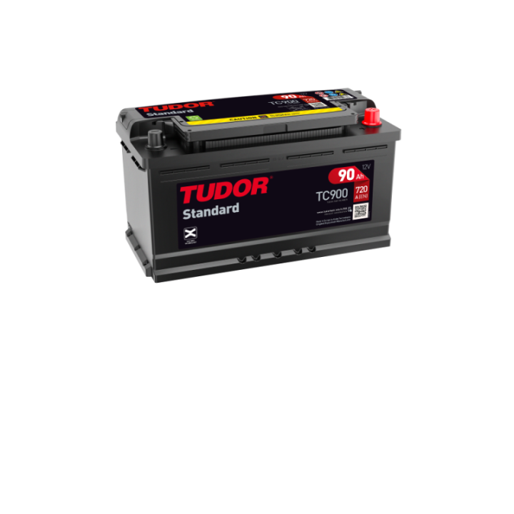 Batería de coche 90Ah 12V 720A Tudor TC900 | telebaterias.com