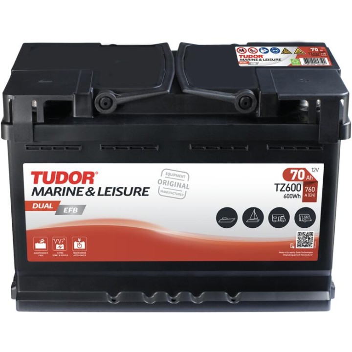Batería de barco 70Ah 12V 760A Tudor TZ600 | telebaterias.com