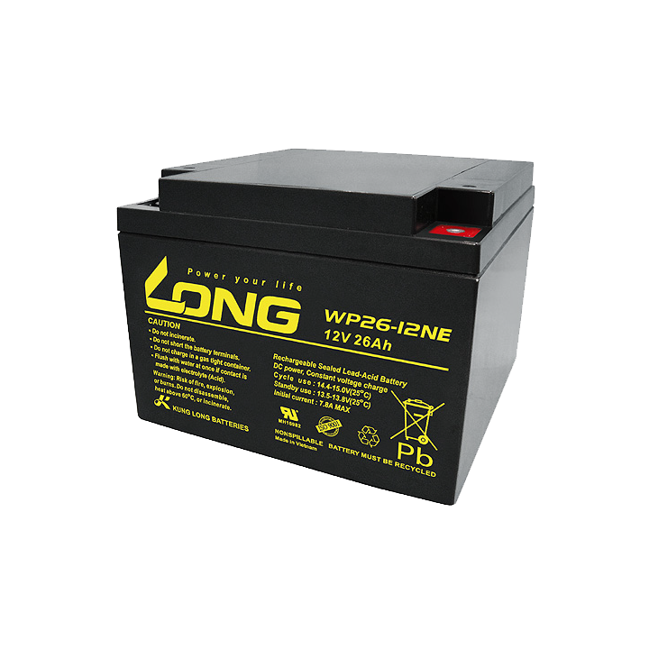 Batería para silla de ruedas 26Ah 12V Long WP26-12NE | telebaterias.com