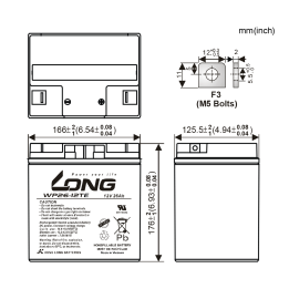 Batteria per carrozzina 26Ah 12V Long WP26-12TE | telebaterias.com