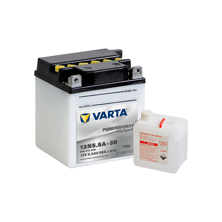 Batteria per moto 5Ah (10h) 12V 58A Varta 506012006 | telebaterias.com