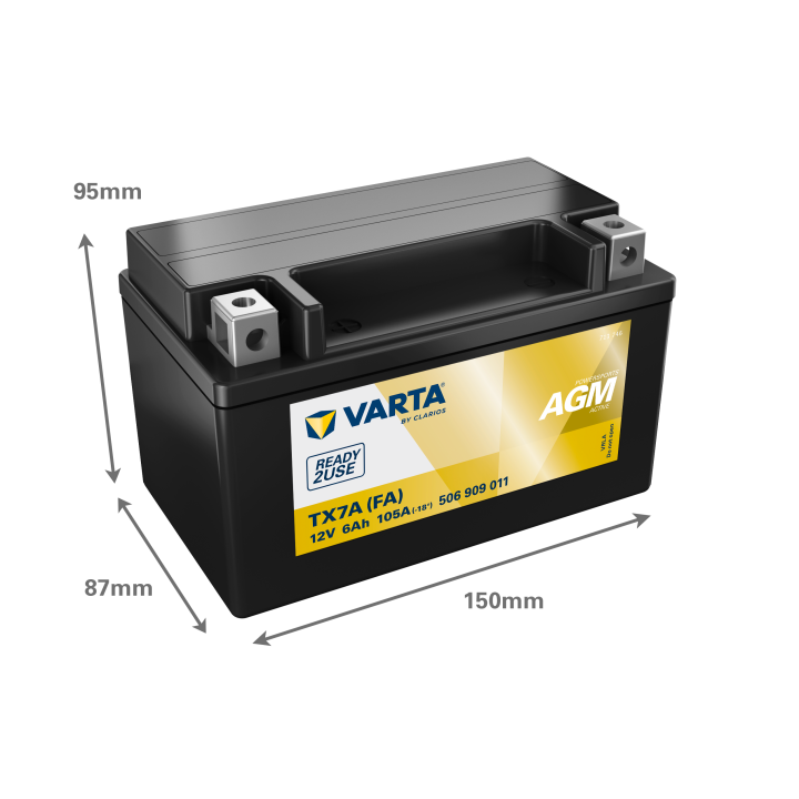 Batteria per moto 6Ah 12V 105A Varta 506909011 | telebaterias.com