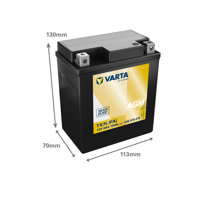 Motorcycle battery 6Ah 12V 100A Varta 506919010 | telebaterias.com