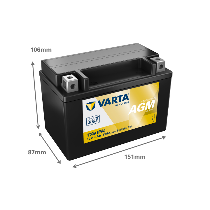 Batteria per moto 8Ah 12V 135A Varta 508909014 | telebaterias.com